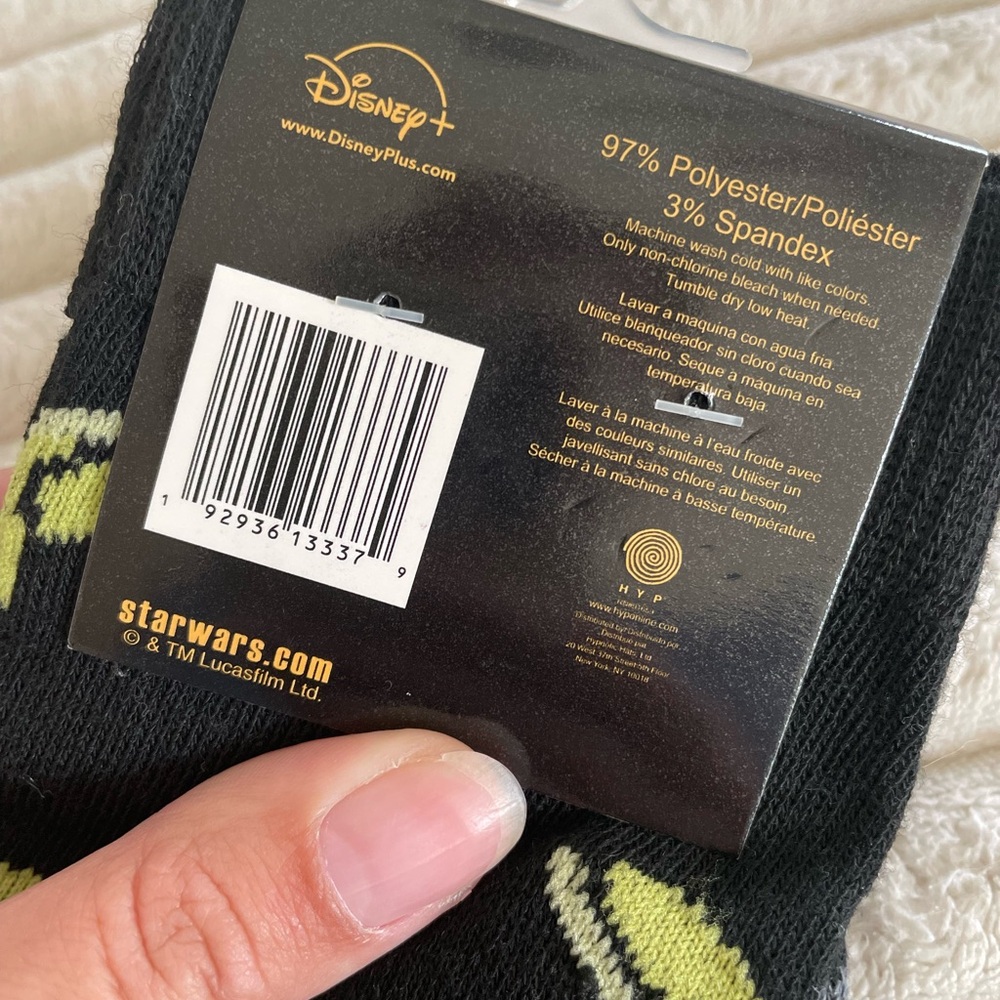 Socks, Mandalorian The Child Baby Yoda, Star Wars Theme, Black, Green New NWT - Picture 3 of 6